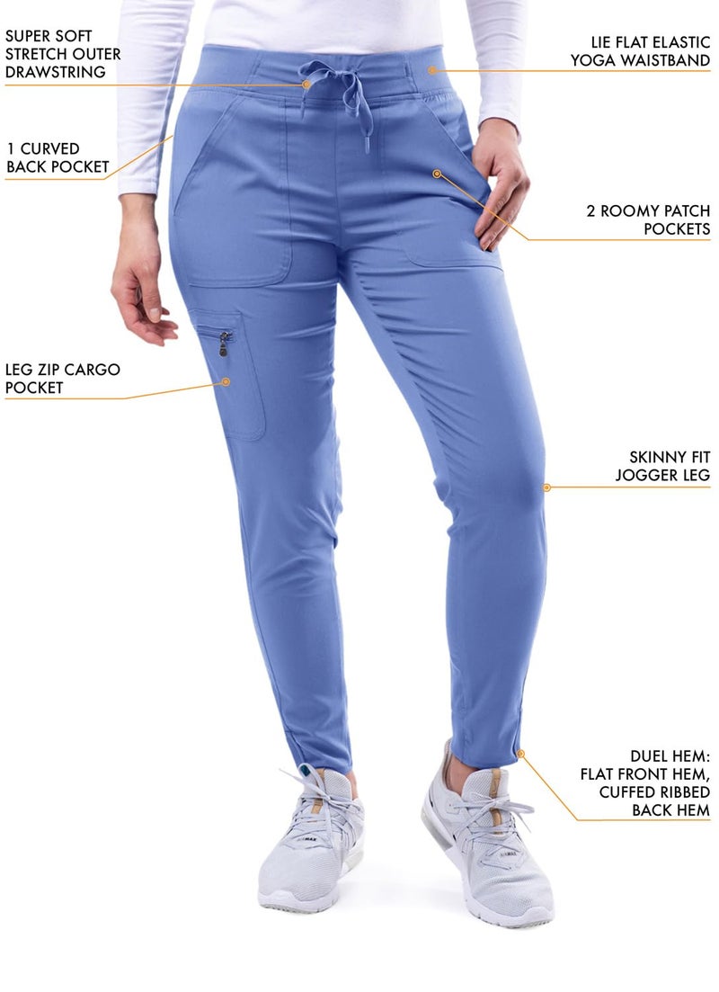 Adar Uniforms Pro Scrubs for Women, Ultimate Yoga Jogger Scrub Pants, P7104, Ceil Blue, M - Image 3